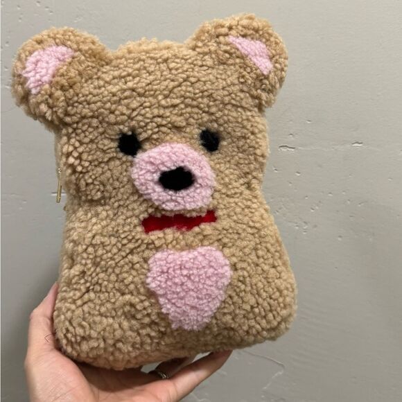 Colorblock Handmade Cute Real Shearling Teddy Bear Purse/Crossbody/Phone Pouch - Picture 6 of 16